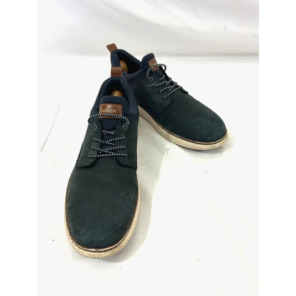 Rieker Memo Soft  Stans Men's Blue Suede Leather Slip on Lace Shoe Size 10/43